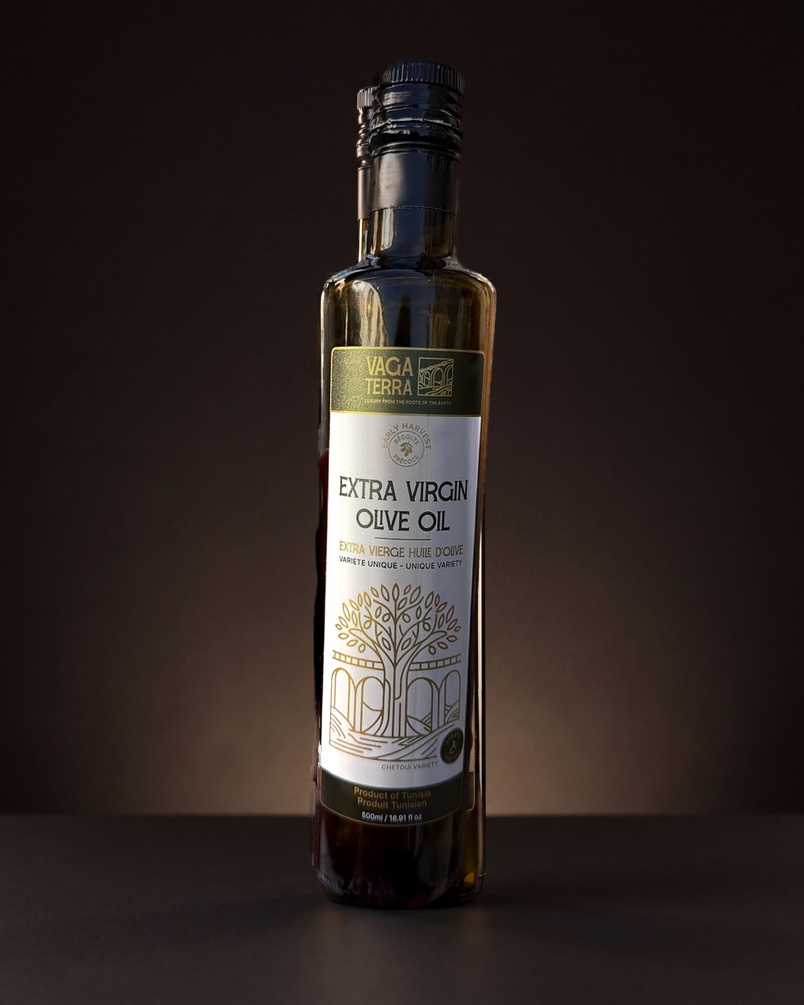 Garrafa VAGA TERRA — azeite virgem extra Chetoui, 500 ml